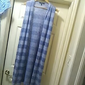 💲5⃣⏩▶Blue Striped Sleeveless Cardigan Lg